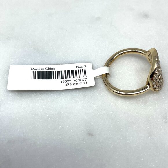 Banana Republic NWT Cubic Zirconia Faux Diamond Disk Gold Ring, Size 7 - Picture 5 of 8